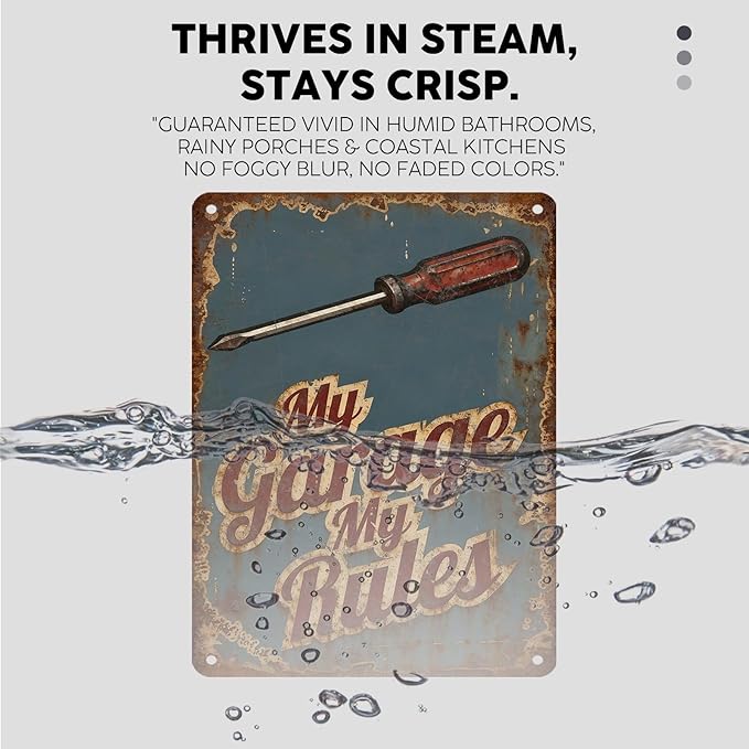 Vintage Tin Sign My Garage My Rules Retro Metal Poster Funny Nostalgic Metal Sign Wall Decor For Home Car Garage Workshop Man Cave Club 16 * 12In