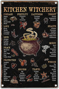 Kitchen Witchery Herbs Meaning Chart Metal Sign Witchcraft Cauldron Illustration Home Witch Decor Spiritual Rustic Wall Decoration 8 x 12 Inch Outdoor Indoor Aluminum