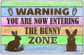 Warning Bunny Zone Metal Sign Funny Rabbit Decor For Lovers And Pet Owners Farmhouse Wall Decoration Easter Accent 12 x 8 Inch Indoor Aluminum Home Vintage Kitchen Art