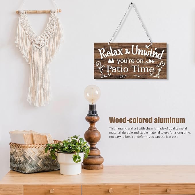 Hotop Patio Decor Patio Sign Decorations Outdoor Metal Porch Wall Decor Rustic Farmhouse Wall Art for Backyard Porch Balcony Gazebo Accessories(10 x 5",Brown)