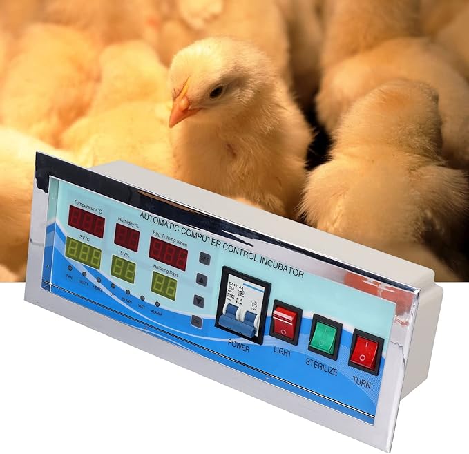 XM-18G Egg Incubator Controller Intelligent Six-Screen Six-Display Temperature Humidity Full Automatic Control for Chicken Goose Duck(0-99℃ 0-99% Rh)(110V)