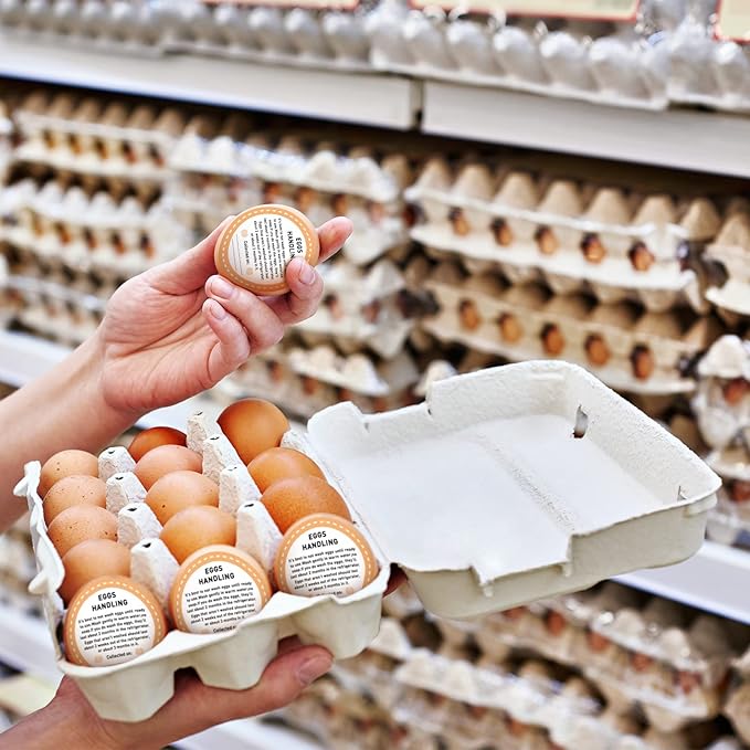 Colarr 1000 Pcs Farm Fresh Eggs Carton Labels Stickers 2 Inch Easter Egg Care Self Adhesive Writable Handling Stickers Bulk Chicken Packaging Decal Sign for Chicken Quail Farmhouse Spring Holiday