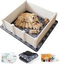 Whelping Box for Dogs, Whelping Box for Puppies with Pee Pad, Puppy Collars and Growth Record Sheets, Easy-Clean & Durable Puppy Playpen, Dog Welping Supplies, 48"x48"x18", White