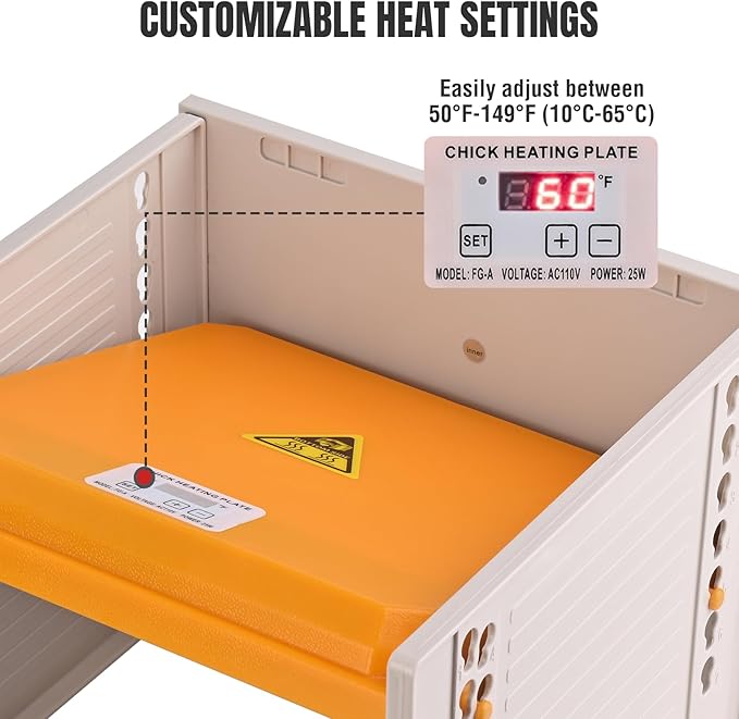 Brooder Box for Chicks Starter Kit - Pop-Up,Collapsible & Breathable Chicken Brooder with 10x10in Heater, Feeder, Waterer, Perch & Insulated Pads - Fits 10 Chicks/Ducks/Quail