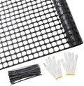 PotatoLife Plastic Mesh Fence Safety Fence, 4'x100' Roll with 100 Zip Ties, Resuable Temporary Netting for Garden Fencing, Construction, Snow Fencing, Animal Barrier, Poultry, Deer, Patio, Black