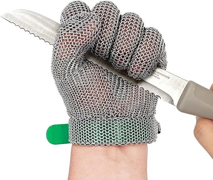 Cut Resistant Stainless Steel Metal Mesh Glove, Food Grade Chainmail Glove for Cutting, Butcher Gloves for Oyster Shucking Fish Filleting Food Processing, X-Small (Pack of 1)