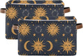 JIPONI Astrology Suns Moon Fabric Storage Bins for Shelves, Decorative Storage baskets for organizing, Closet Organizer with Handle for Cloth, Toys, Bedrooms, Farmhouse
