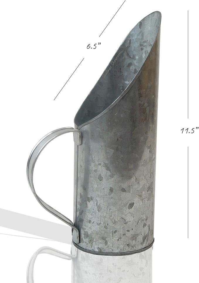 Metal Galvanized Feed Scoop Multi-Purpose Food and Utility Scoop, Commercial-Grade - Pet Food Scoops - 11.5" Inches - Farm House accessories (Option A), Galvanized Scoop