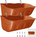 Hanging Chicken Feeders,Duck Feeder Waterer,Small Feed Trough 1.3 Quart 2 Pack,Hanging Fence Feed Trough for Poultry,Terracotta