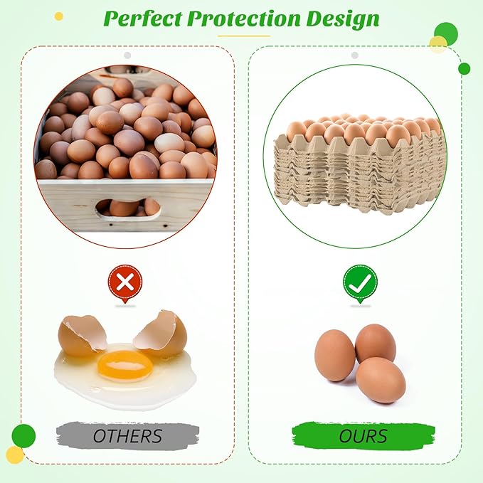 Estune 120 Pack Egg Cartons Crates 30 Cell Pulp Fiber Egg Flats Reusable Stackable Cardboard Tray for Home Storing Packing Roach Colony Soundproofing