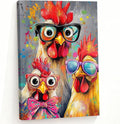 ZQQART Rooster Canvas Wall Art Funny Chicken Portrait Picture Prints Rustic Animal Painting Artwork Farmhouse Kitchen Decor Framed(Yellow,20.00" x 30.00")