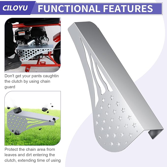 Metal Mini Bike Clutch Cover Chain Guard Replacement for Predator 212 224cc 196cc GX160 Engine Coleman CT200U CT200U-EX BT200X Baja MB200 Doodlebug DB30 CT100U CC100X Motovox Mbx10 Mbx11 Parts