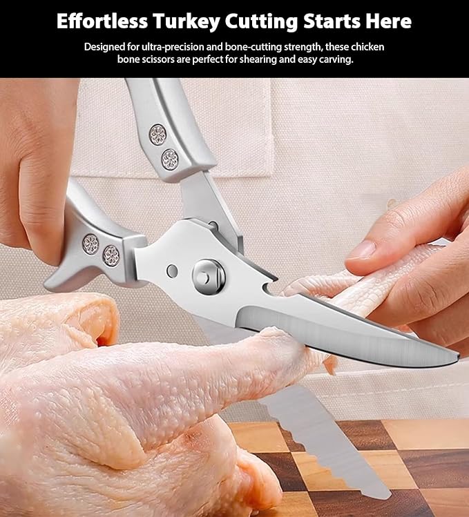 Poultry Shears, Heavy Duty Kitchen Shears With Anti-Slip Handle，Poultry Scissors for Meat, Chicken, Bone,Turkey, Fish