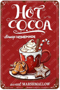 Tin Sign Hot Cocoa Always Homemade Sweet Marshmallow Metal Signs Vintage Christmas Aluminum Sign For Living Room Bar Bedroom Yard Garden Bathroom Decor 12×8 Inch