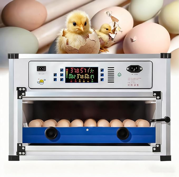 68 Egg Automatic Egg Incubator w/Smart Temp & Humidity Control,Self-Turning & Water Refill for Hatching Chicken Duck Goose Pigeon Eggs (Ac Incubator)