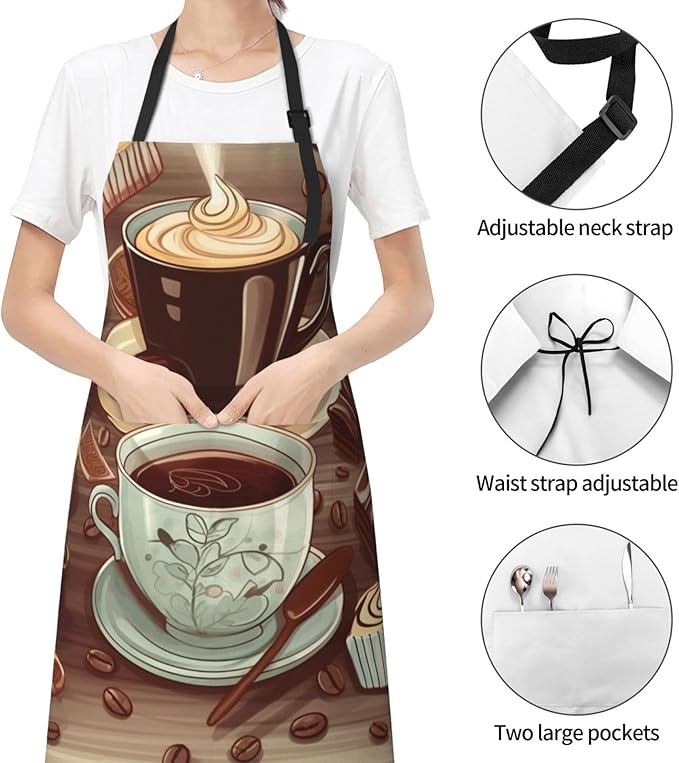 Waterproof Aprons for Women Men Adjustable Bib Cool Electric Guitar Apron Chef Cooking Aprons for Kitchen