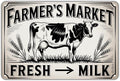 Farmer's Market tin sign, Vintage Farm Fresh Milk Cow Metal Sign print Aesthetic Room Decoration for Home Bedroom Kitchen Bar Coffee Bathroom Indoor Outdoor Wall Decor, 8 X 12 IN