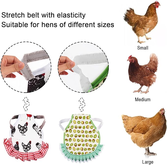 Chicken Saddles, 4 PCS Hens Saddles for Hen Apron for Poultry Protector Feather Fixer Supplies