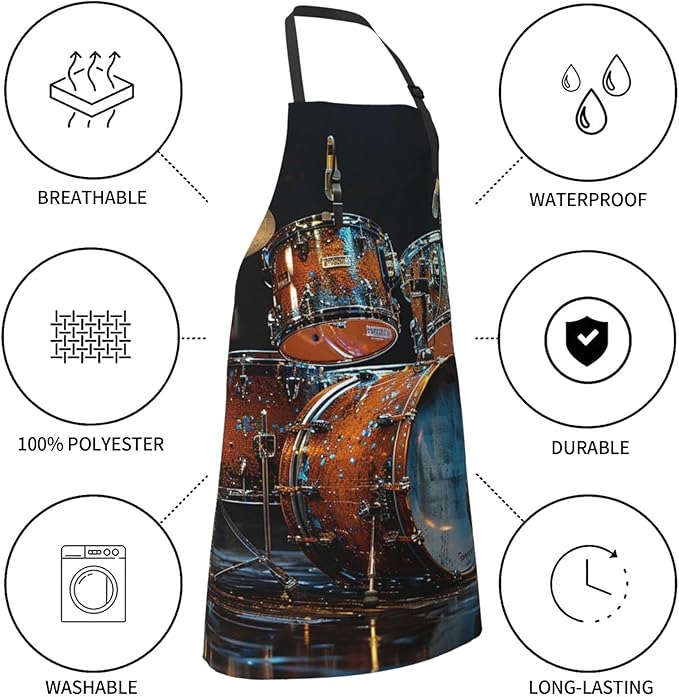 Kitchen Aprons for Men Women Waterproof Apron with 2 Pockets Cool Steampunk Gears Apron Adjustable Bib Aprons