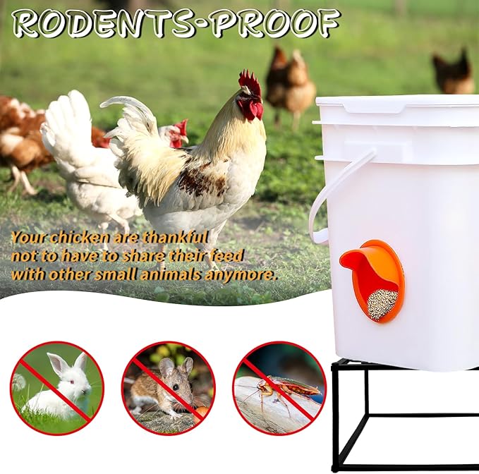 2Pcs Metal Stand for Chicken Feeder Waterer Heavy Duty Chicken Water Feeder Stand Holder with 4 Legs Iron Chicken Waterer Bucket Barrel Stand Rectangular Support Rack for Coop Poultry Indoor Outdoor