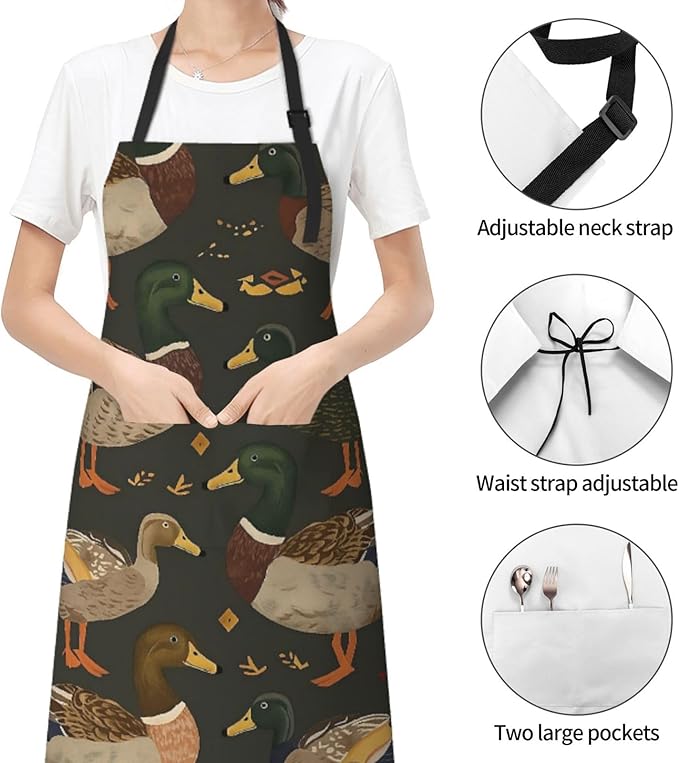 Serene Swan In Stream Adjustable Waterproof Apron Work Cooking Apron With Pockets For Men Women