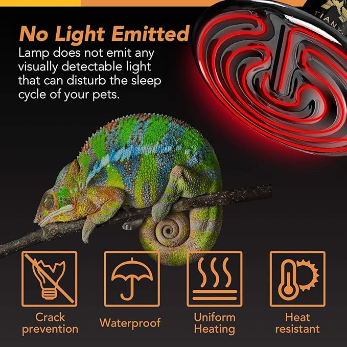 Simple Deluxe 250W Reptile Ceramic Heat Lamp Bulb Warm Emitter Brooder Coop Heater for Amphibian Pet & Incubating Chicken No Light Emitting, Snake/Lizard/Spider