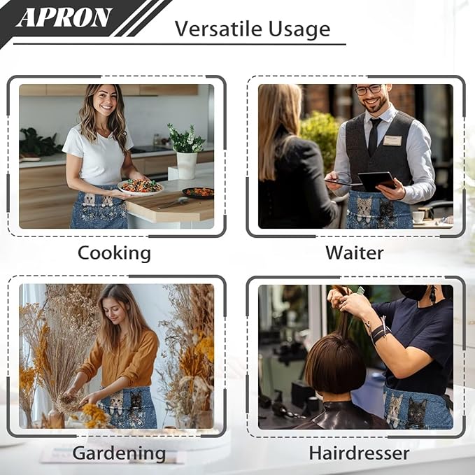 Waist Apron with 3 Pockets Waterproof 13 Inch Short Half Waist Aprons Women Men Server Aprons Waitress Waiter Apron