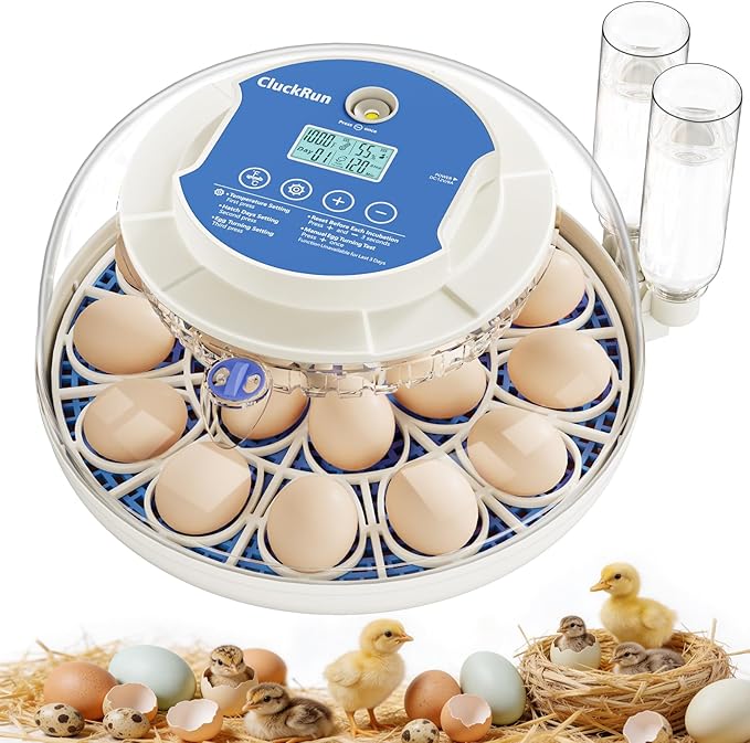 18 Egg Incubator with Incubation Day & Humidity Display, 2 Egg Trays, Automatic Egg Turning, Egg Candler, Automatic Refill, Adjustable Air Vent, for Chicken, Quail, Duck, Turkey & Goose Eggs, Lab