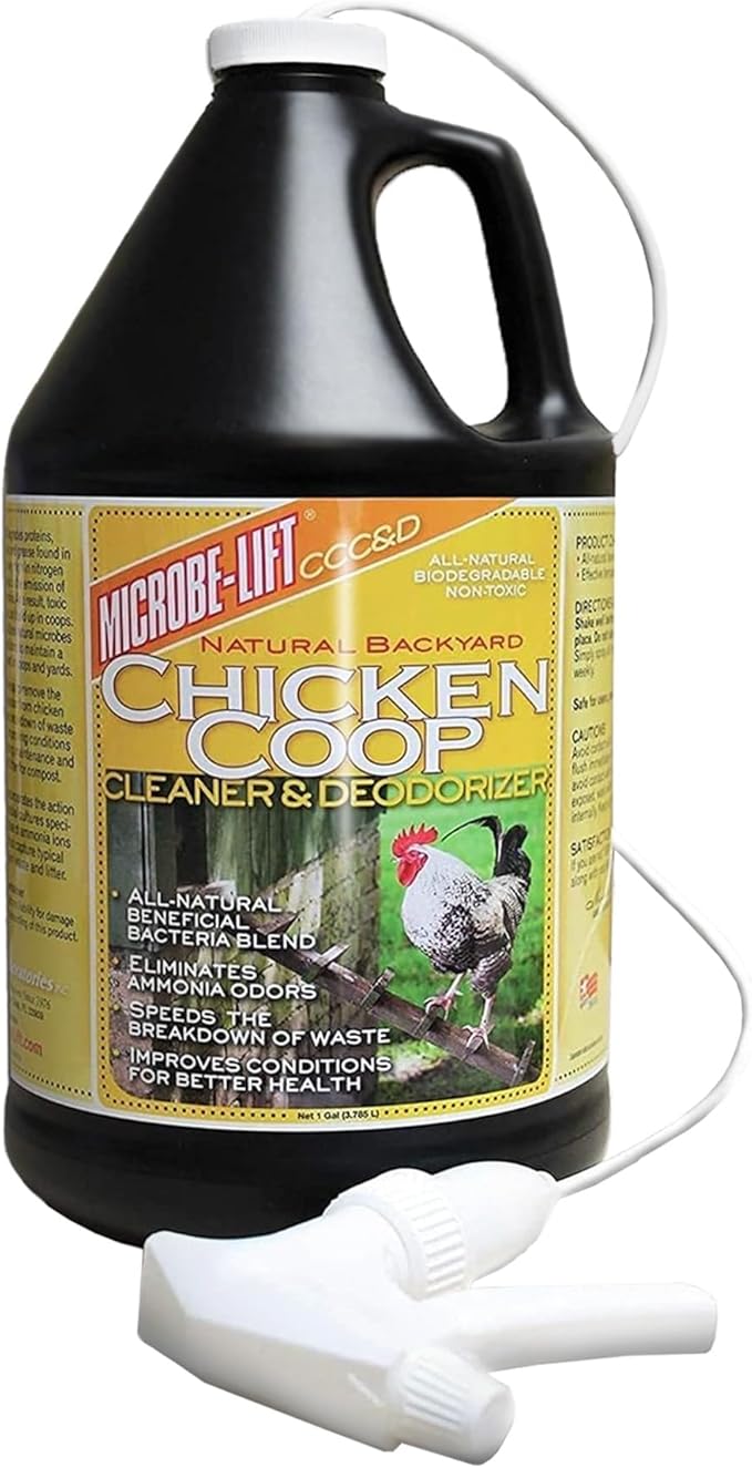 MICROBE-LIFT Chicken Coop Cleaner and Odor Eliminator, Use on All Surfaces and Supplies, Turns Chicken Poop Into Fertilizer, Ammonia Reducer, Highly Concentrated and Safe Formula, 1 Gallon