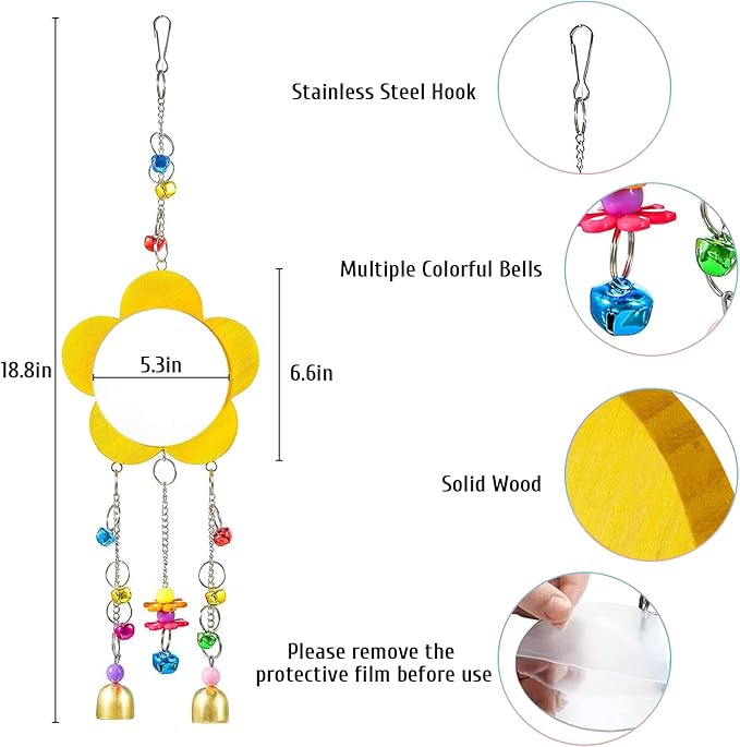 BNOSDM 5 Packs Chicken Xylophone Toy for Hens Chicken Mirror Toy with Bell Chicken Coop Toys and Accessories Veggies Skewer Fruit Holder Vegetable Hanging Feeder for Chicks Hens Roosters