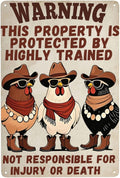 Funny Chicken Coop Sign "Warning" Metal Chicken Signs for Coop Funny Outdoor Farmhouse Kitchen Garden Decor 8 X 12 Inch Chicken Gifts