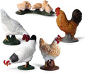 Farm Animals Figures, 5 Piece Simulated Farm Chicken Animal Statue Realistic Chicken Farm Animals Figures Cake Topper, Chicken Model Easter Egg Christmas Birthday Gift