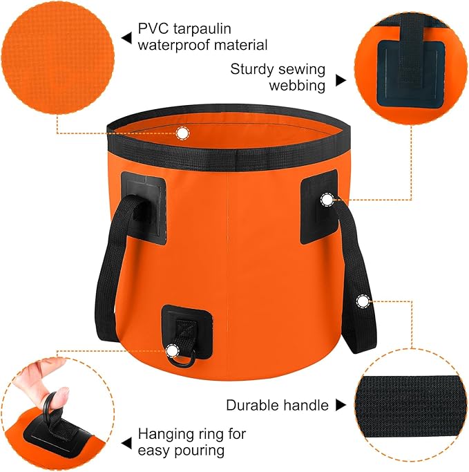 5 Gallon Bucket for Cleaning, Collapsible Mop Bucket Wash Basin Foldable Car Wash Buckets for Fishing Shower Travel, Portable Water Storage Containers for Household RV Essentials and Beach Supplies