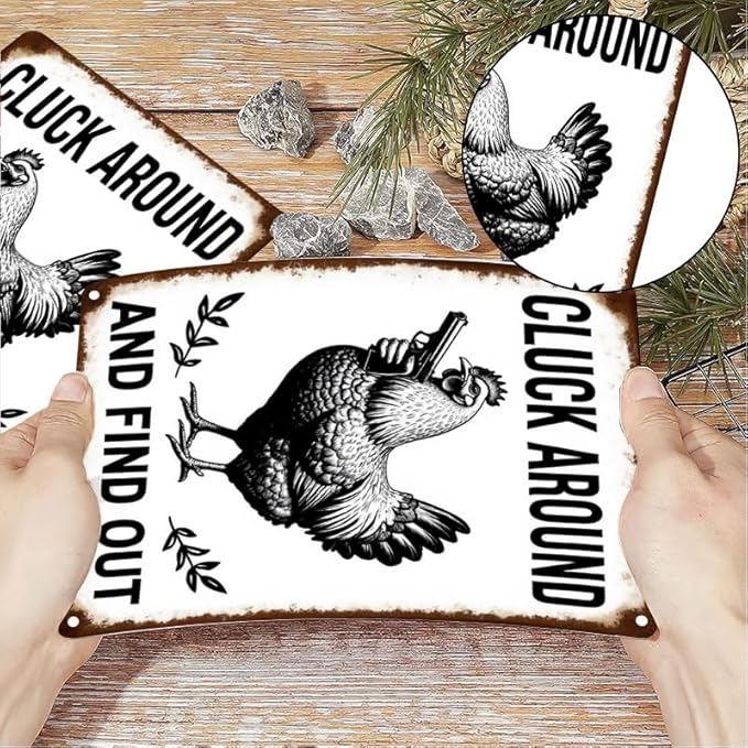 Funny Chicken Stop Staring My Cock Tin Sign for Farm Chicken Coop Farmhouse Kitchen Vintage Wall Decor 6x8 Inch