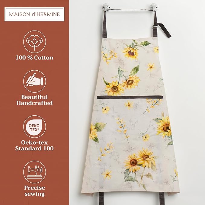 Maison d' Hermine 100% Cotton Apron for women with Pocket Kitchen Chef Apron for Men Cooking Easter Decorations
