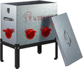 Automatic Chicken Feeder Box 40 lbs 6 Ports Large Capacity No Waste Galvanized Metal Poultry Feeder with Locking Lid and Legs for Hen Coop