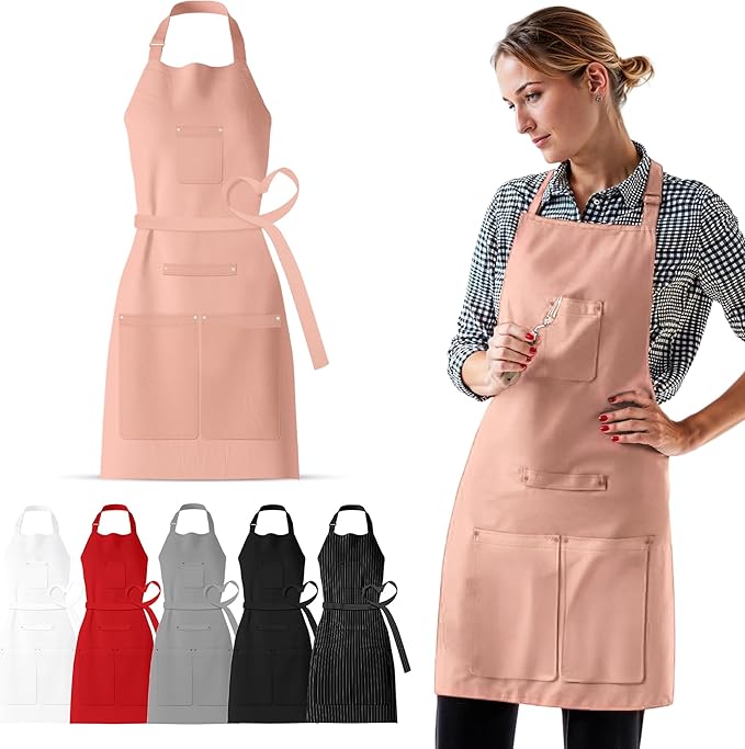 Waterproof Apron for Adults – Adjustable Fit with Deep Pockets, Stylish Cooking & Baking Apron for Women & Men