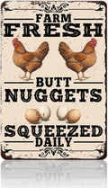 Funny Chicken Coop Tin Sign Vintage Farm Fresh Butt Nuggets Chicken Metal Sign Home Kitchen Outdoor Farmhouse Garden Wall Decor Poster 12x16 Inch