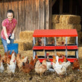 GarveeLife 8 Holes Nesting Boxes for Chickens, Chicken Nesting Boxes with Legs, Chicken Laying Box with Lid Cover, for Outdoor Chicken Coop Farm Yard, Red