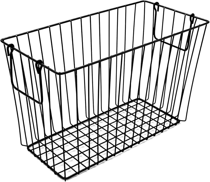 G.E.T. Heavy Duty Iron Wire Utility Storage Basket/Bin with Handles, 14" x 7" x 9" (Pack of 2)