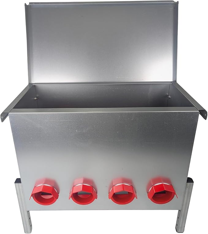 Hen's Choice™ - 85LB Capacity Automatic Chicken Feeder, 10 Feeder Ports, Large Capacity, Weatherproof Lid