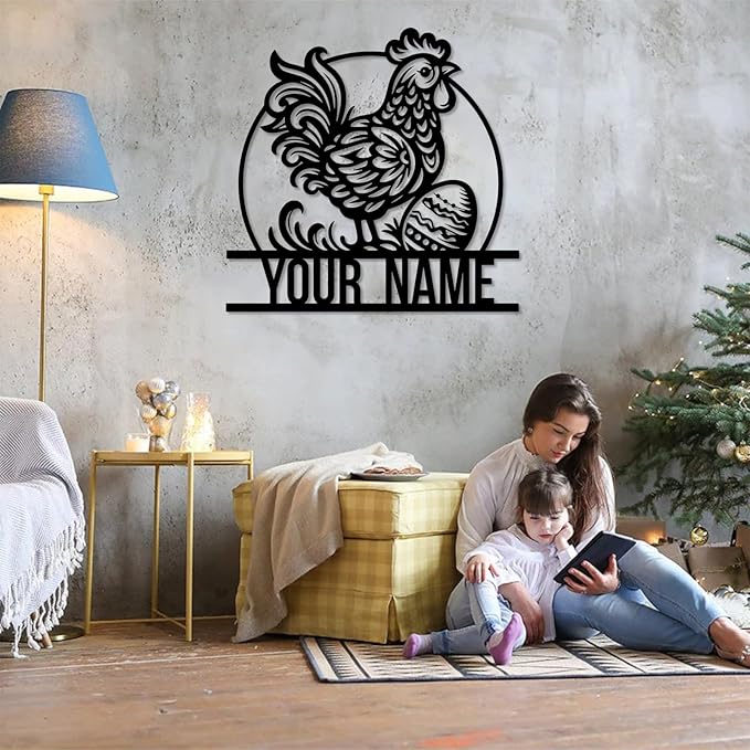 Personalized Chicken Coop Metal Sign,Custom Chicken Farm Metal Wall Art,Personalized Chicken MetalSign, Metal Chicken Farmhouse Sign,Hen House Sign, Funny Chicken Farm Decor (Style D)