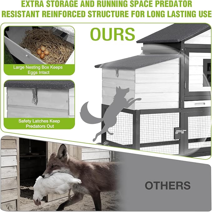 GUTINNEEN Large Chicken Coop with Wheels, Expandable Mobile Chicken House for Outdoor Use, Hen House Poultry Cage with Nesting Box, Leakproof Pull-Out Tray & UV-Resistant Roof – Black