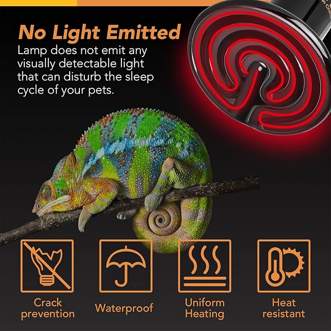 Simple Deluxe 60W Ceramic Heat Emitter Reptile Heat Lamp Bulb No Light Emitting Brooder Coop Heater for Amphibian Pet & Incubating Chicken, Black, 4-Pack