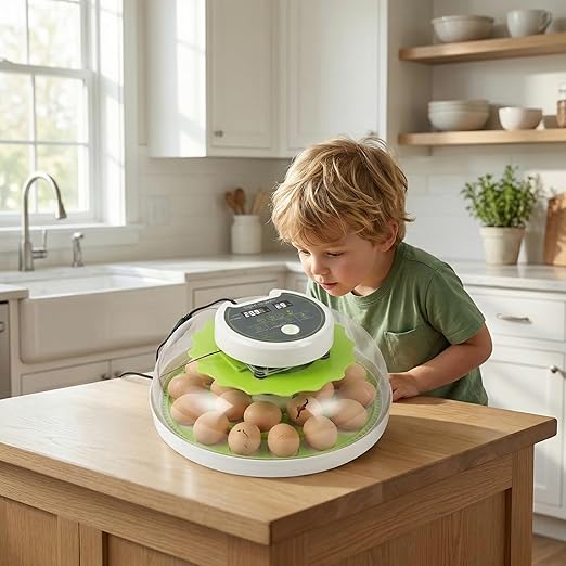 18 Eggs Professional Egg Incubator - Automatic Turning, Precise Temperature & Humidity Control, Egg Candling, 360 - Degree View, Ideal for Farms and Laboratories