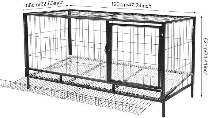 Chicken Coop Iron Large Durable Chicken Enclosure with Automatic Egg Collection, Top & Side Opening Doors,Portable Chicken Cage Pens for Rabbits Pigeons(47.24 * 22.83 * 24.41in)