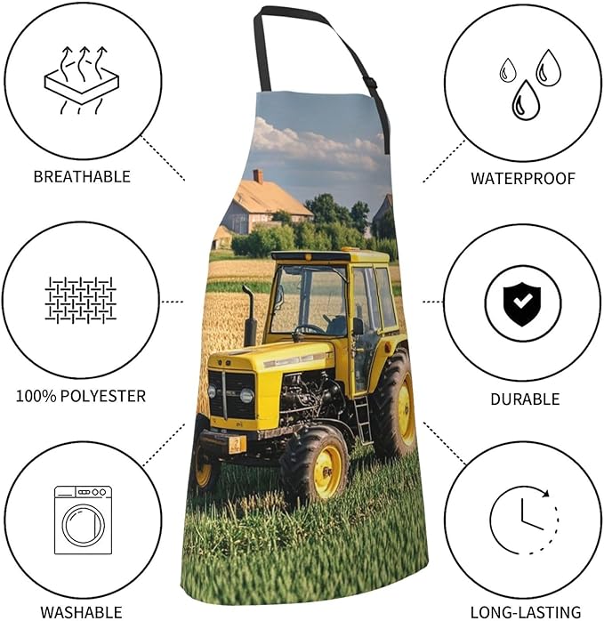 Waterproof Apron Adjustable Bib for Women Men Tractor farm Cooking Aprons Chef Bibs with 2 Pocket