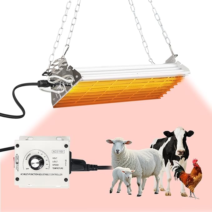 600W Chicken Coop Heater, Carbon FiberChicken Heater for Coop with Adjustable Heating Settings & Hanging Height (600W)