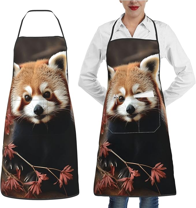 Kitchen Aprons for Men Women Waterproof Apron with 2 Pockets Tropical plants and parrots Apron Adjustable Bib Aprons