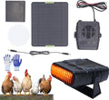 Solar Heater for Greenhouse, Livestock Heater Kit with Solar Panel, Overheat Protection Poultry Warming System for Chicken Coops, Greenhouses, Solar Powered Waterproof Outdoor Heater (SET B)